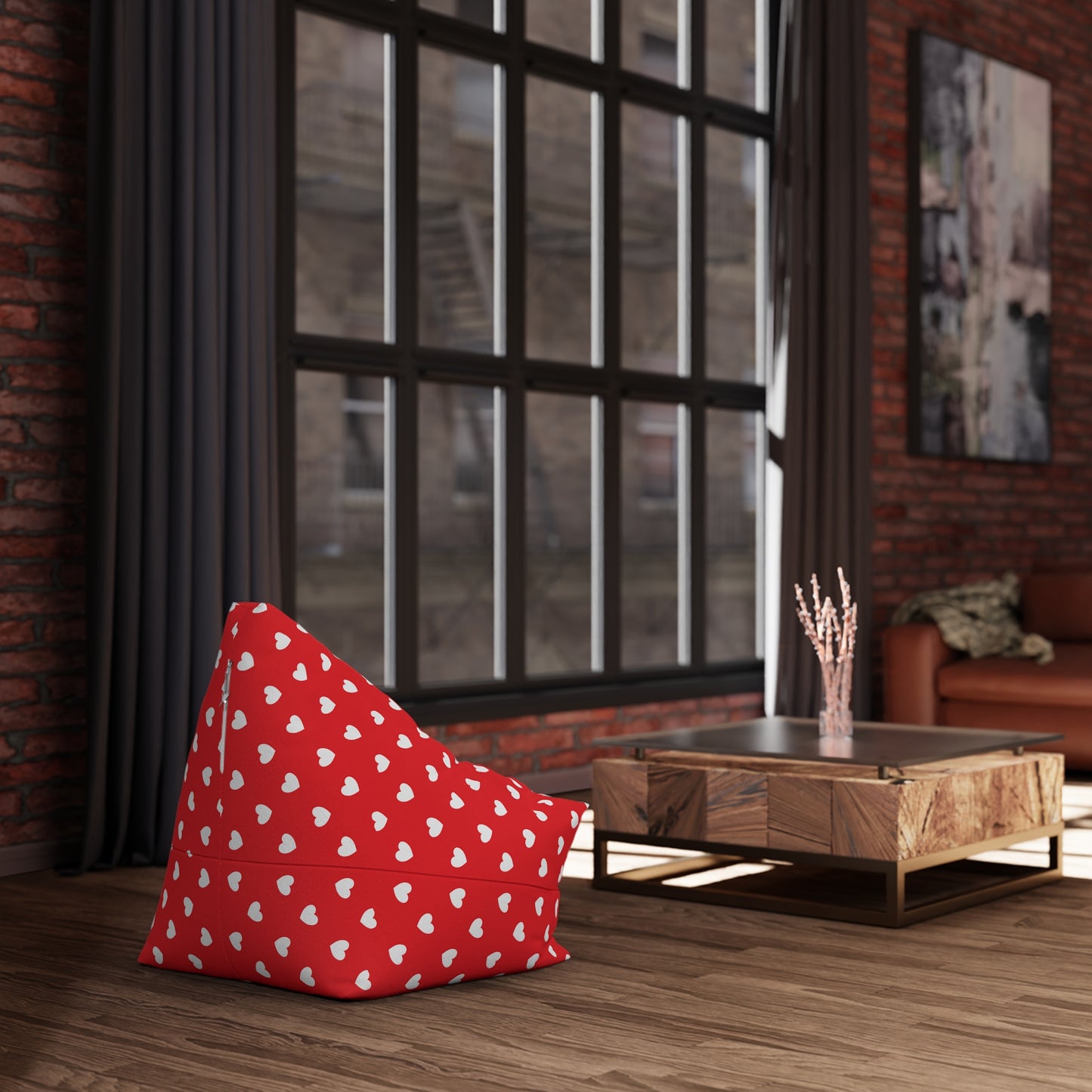 Red Heart Bean Bag Chair Cover