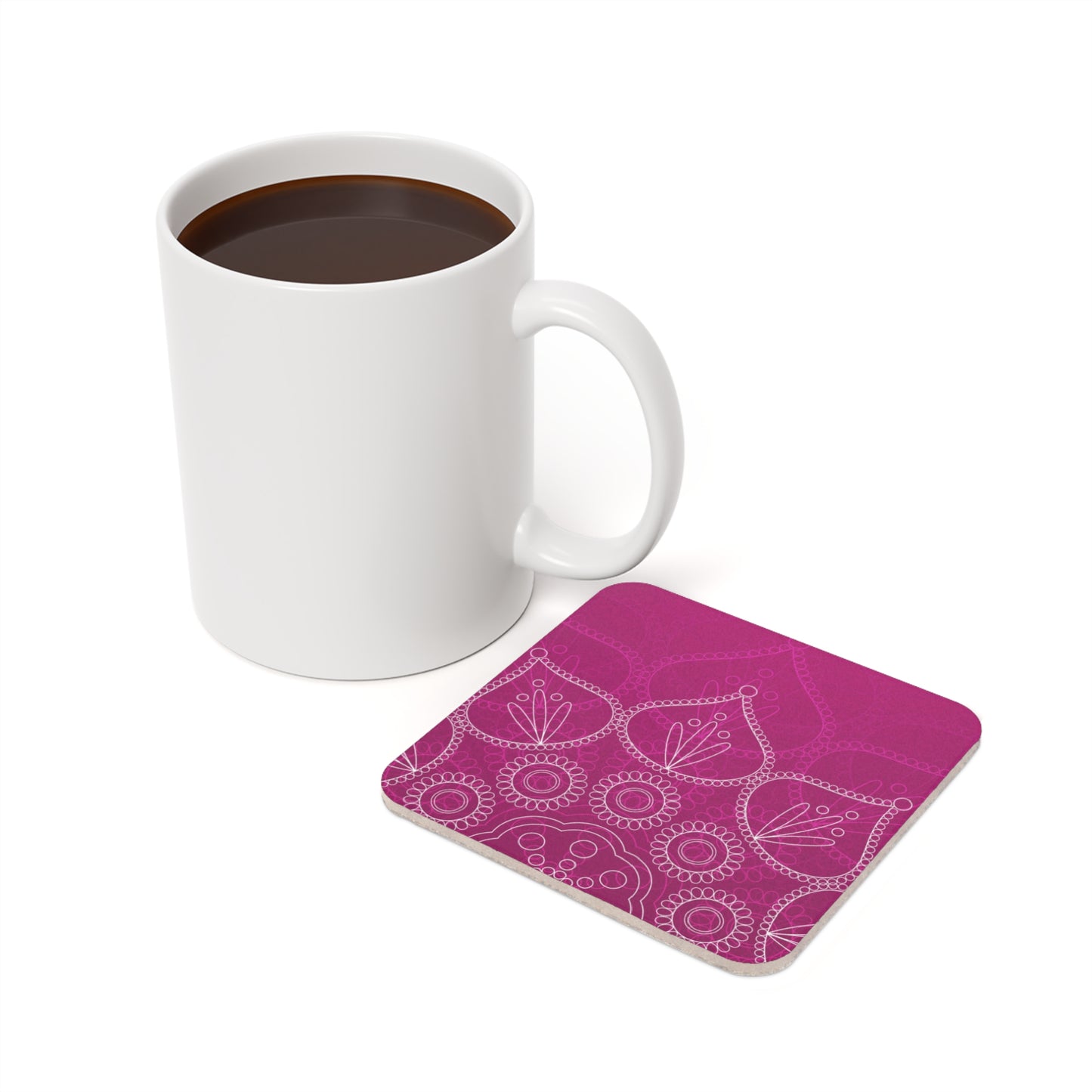 Pink Mandala Cork Coaster