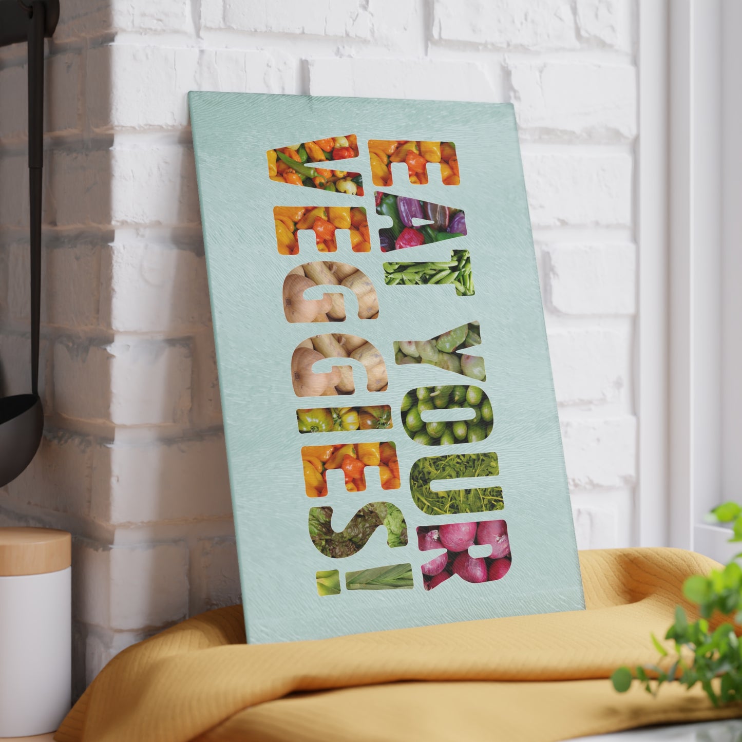 "Eat Your Veggies!" Glass Cutting Board