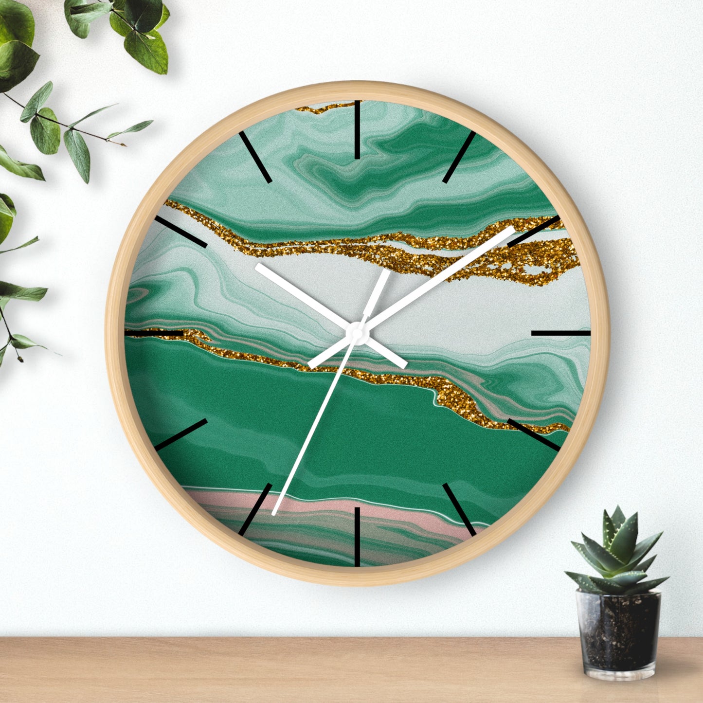 Emerald Agate-Inspired Wall Clock