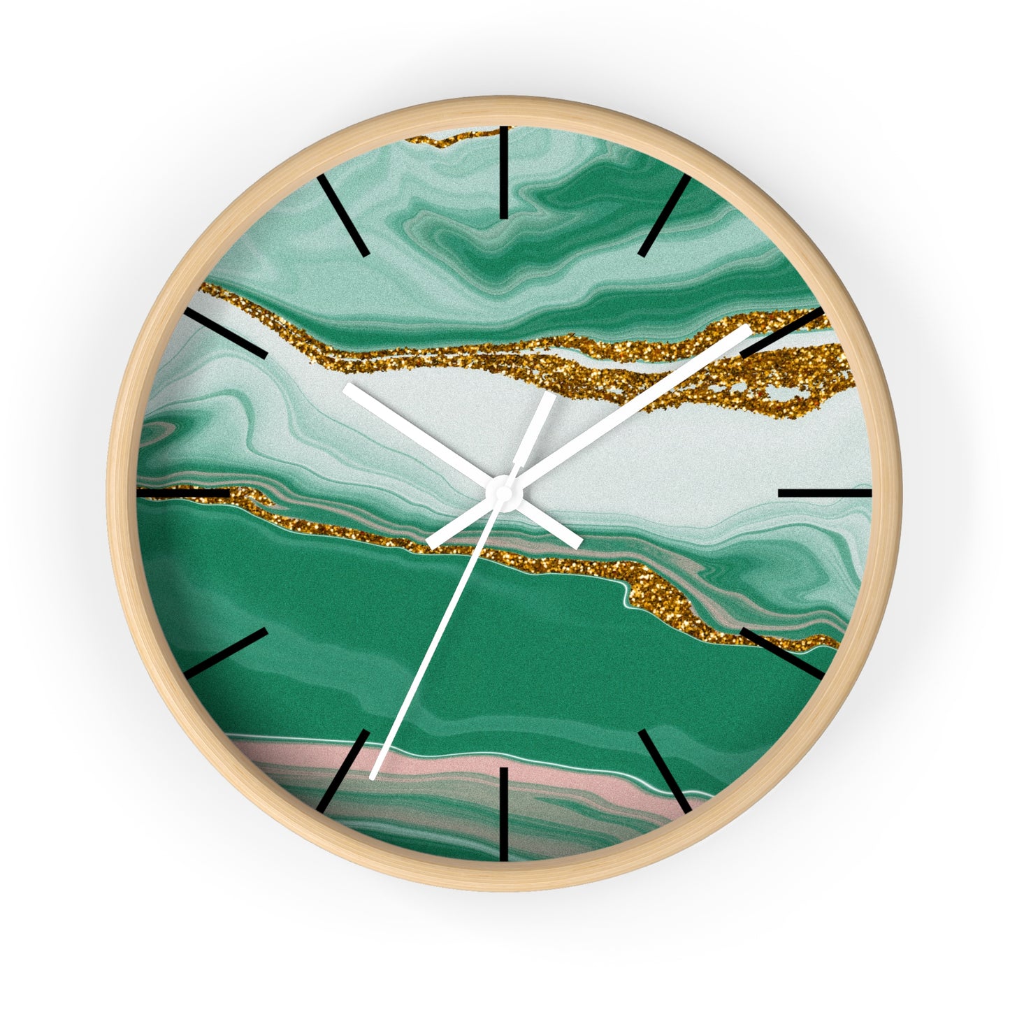 Emerald Agate-Inspired Wall Clock