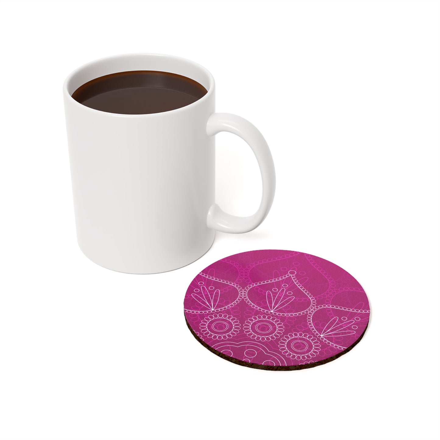 Pink Mandala Cork Coaster