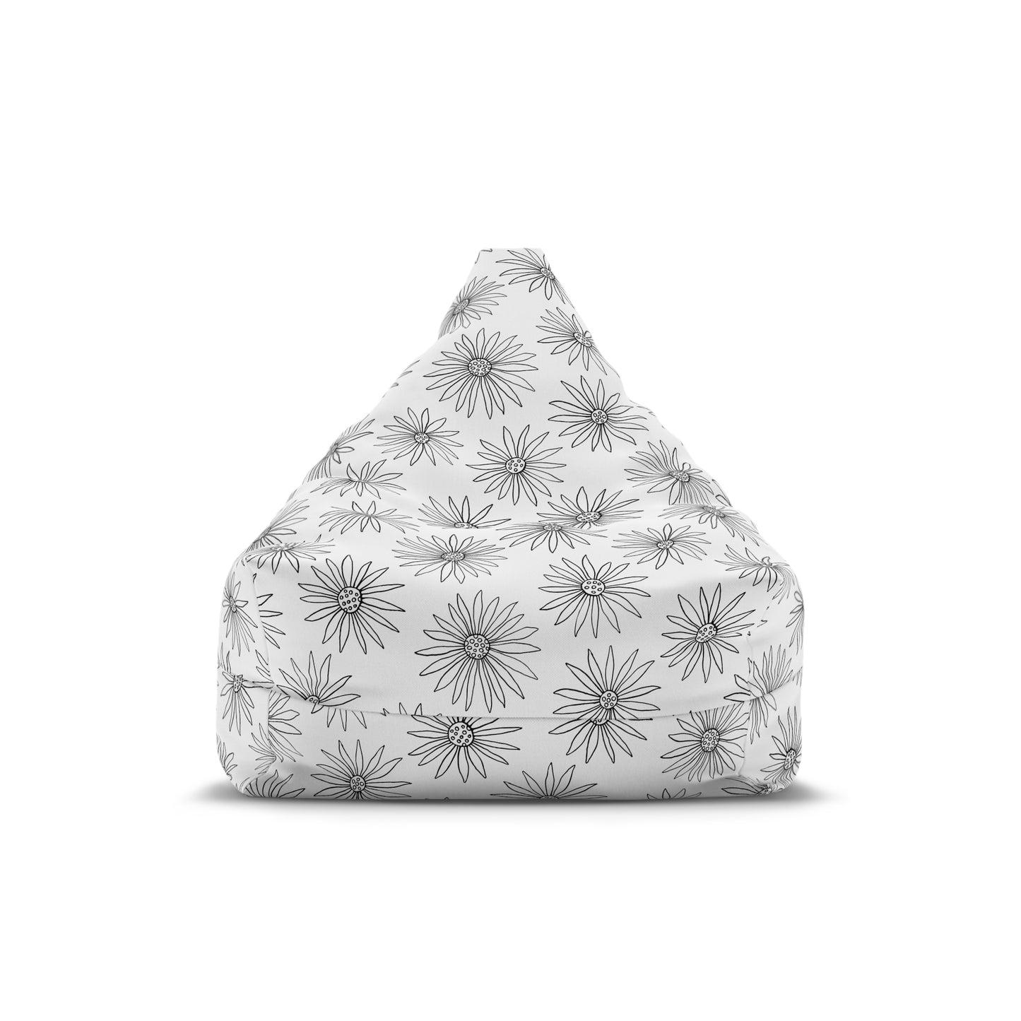 Monochrome Daisy Bean Bag Chair Cover