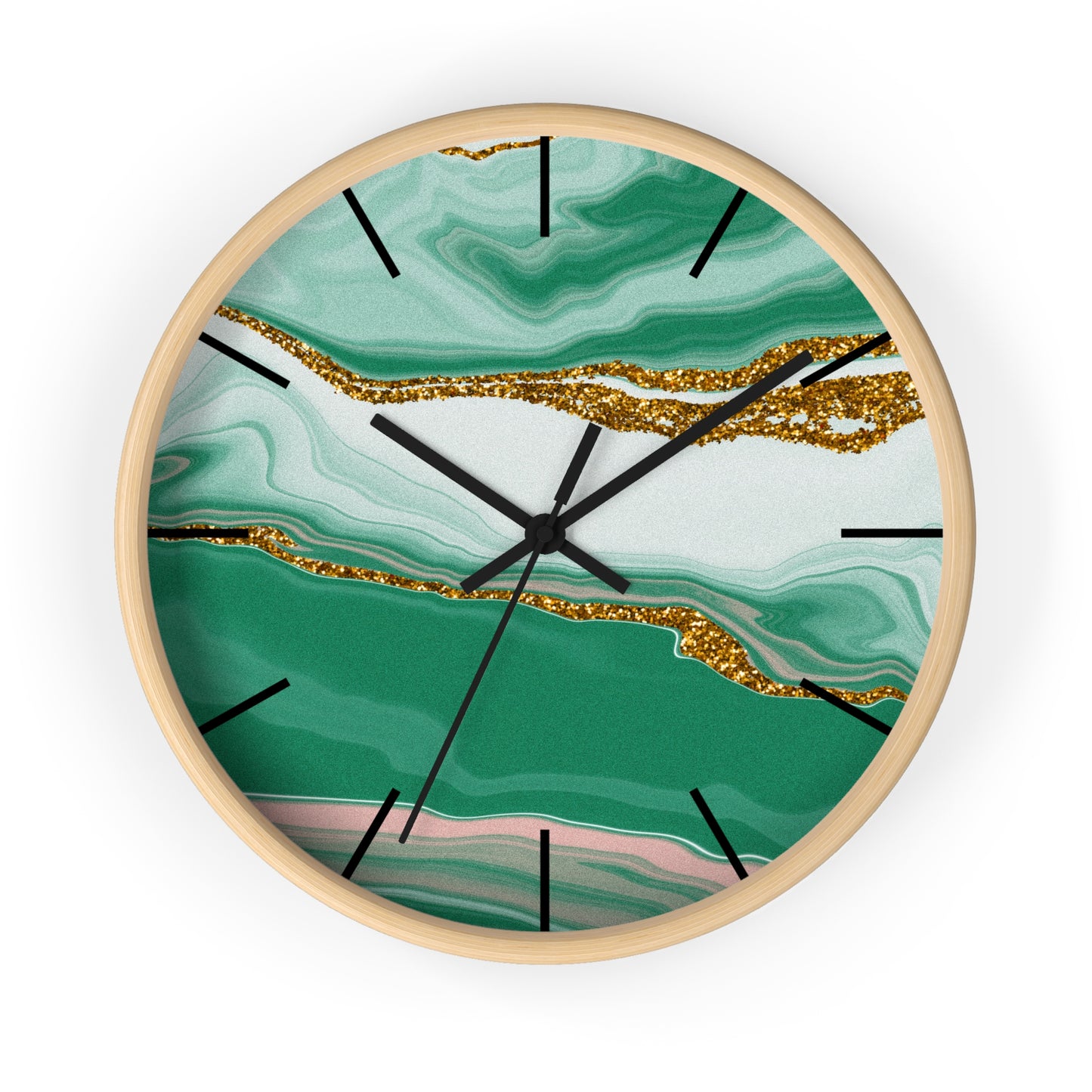 Emerald Agate-Inspired Wall Clock