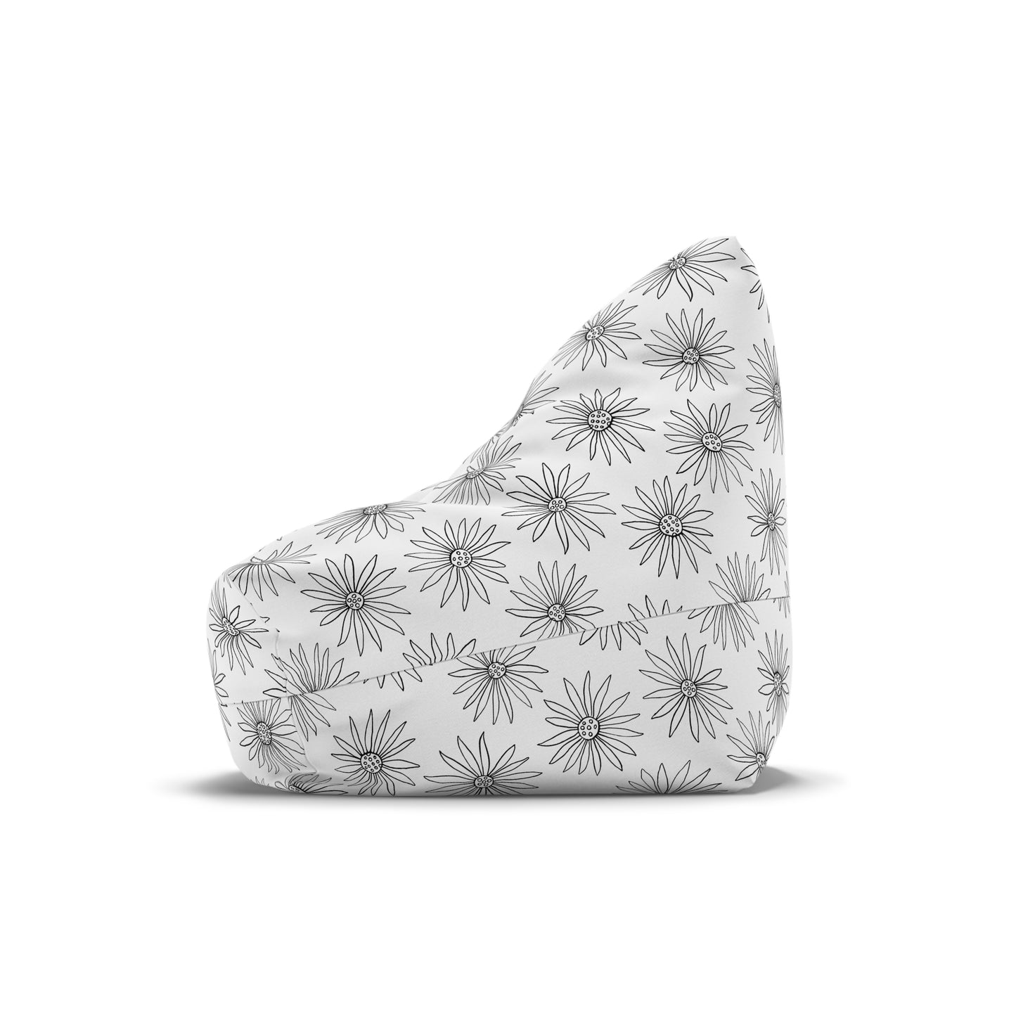Monochrome Daisy Bean Bag Chair Cover