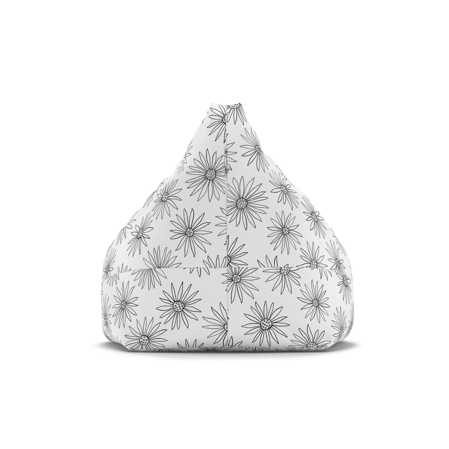 Monochrome Daisy Bean Bag Chair Cover