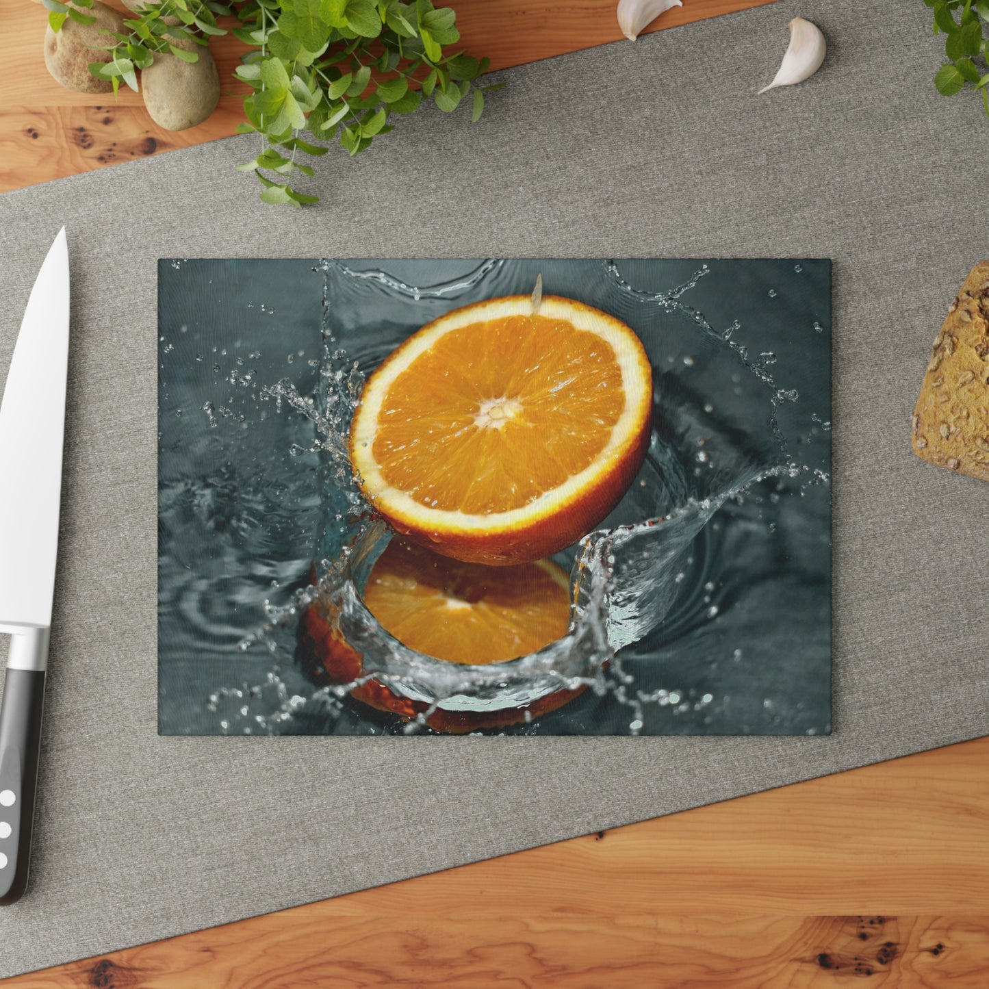 Splashing Orange Glass Cutting Board – Kitchen Art & Prep Surface