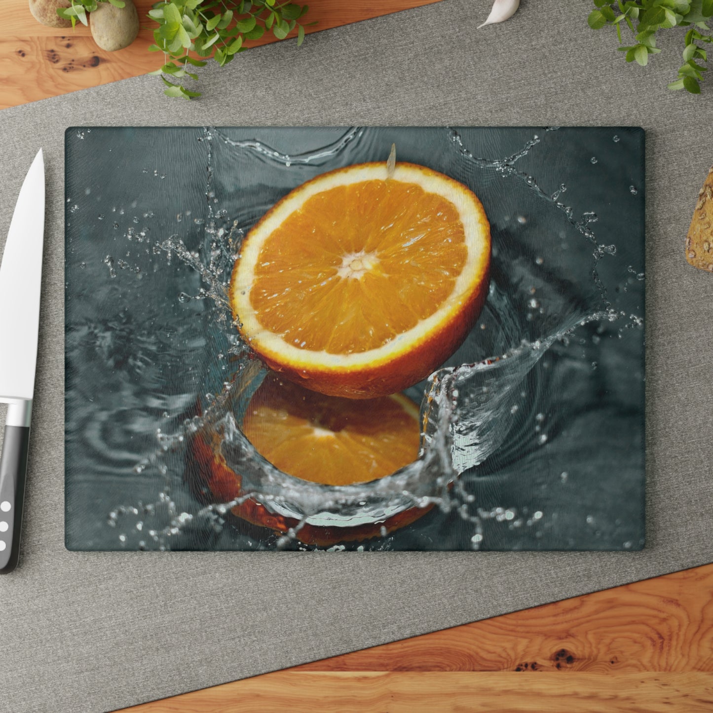 Splashing Orange Glass Cutting Board – Kitchen Art & Prep Surface