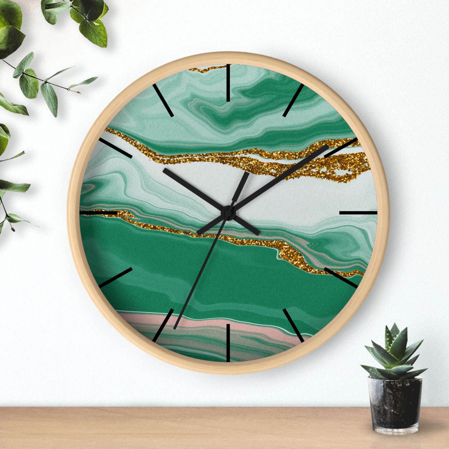 Emerald Agate-Inspired Wall Clock