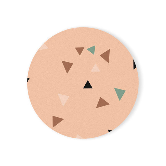 Retro Triangles Round Cork Coaster