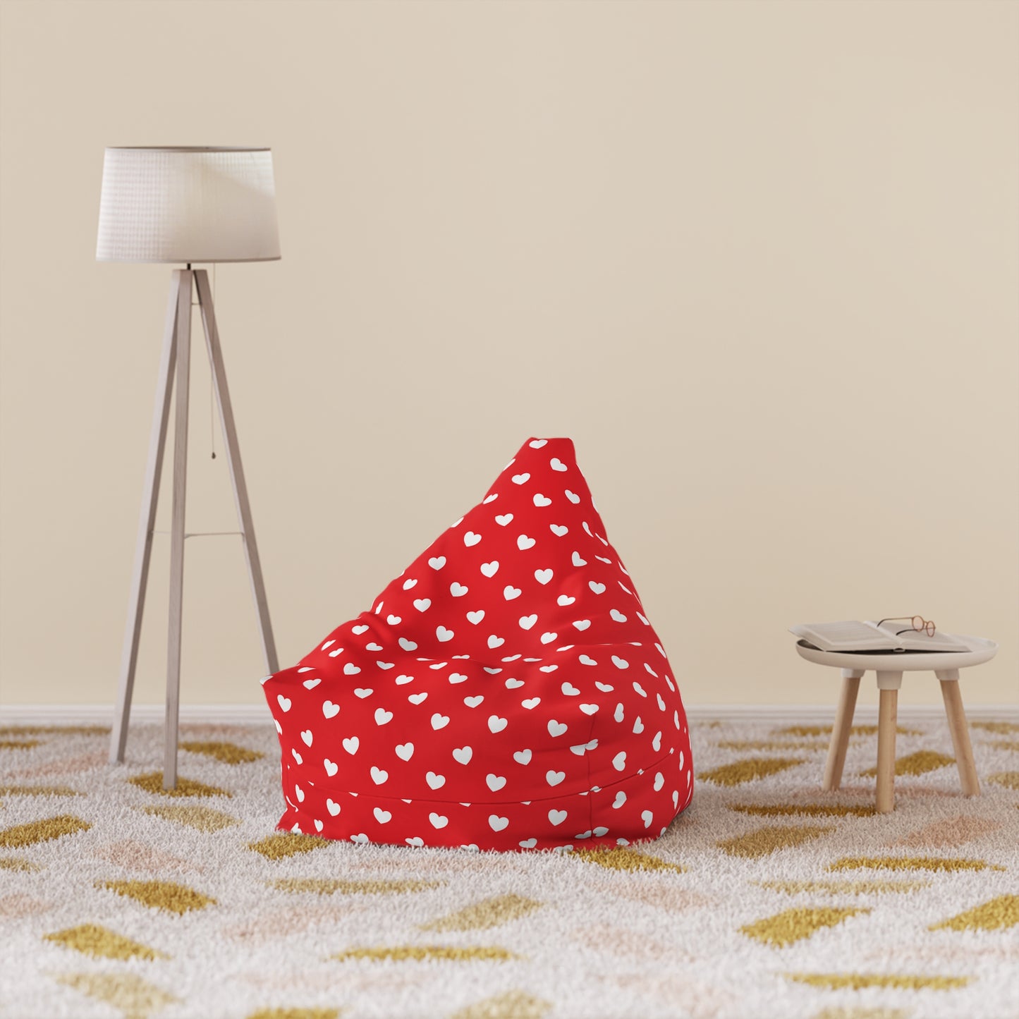 Red Heart Bean Bag Chair Cover